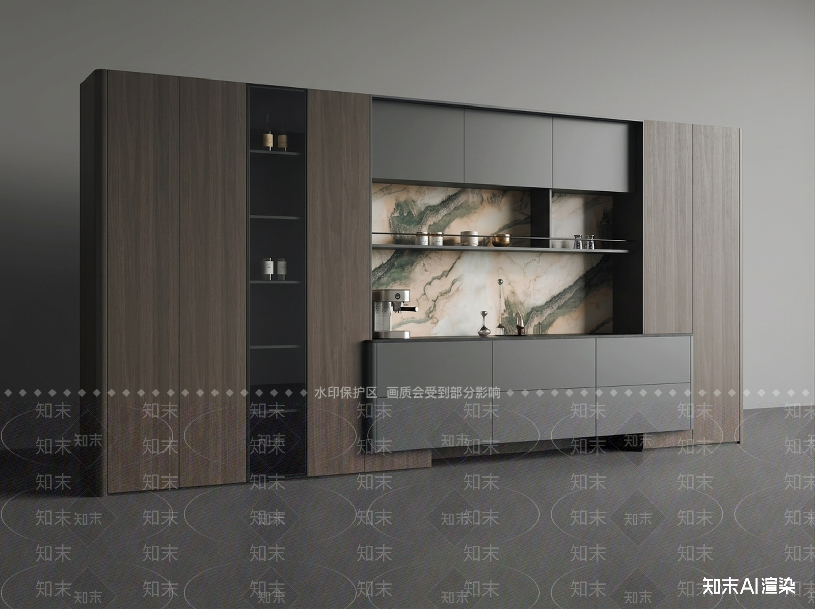 深色餐边柜餐边柜3D模型下载【ID:1227493898】