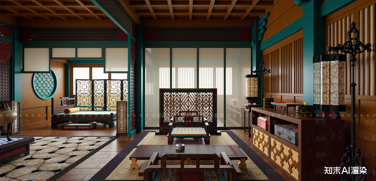 中式家居卧室SU模型下载【ID:1215940687】