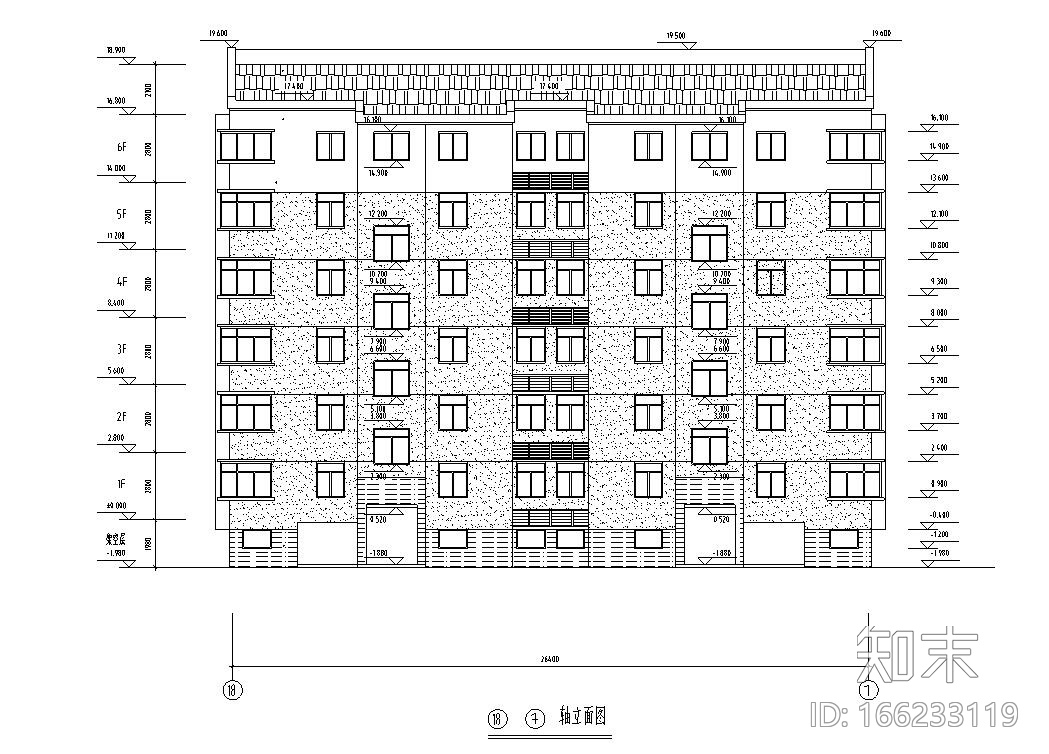 六层二单元2户对称户型住宅设计图cad施工图下载【ID:166233119】