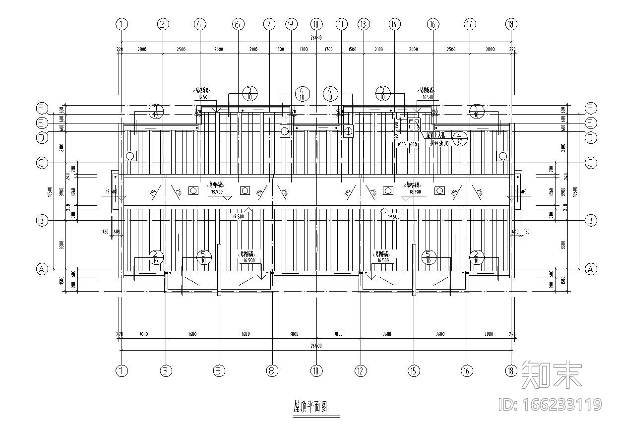 六层二单元2户对称户型住宅设计图cad施工图下载【ID:166233119】