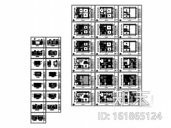 [上饶]现代高档三层别墅样板间装修施工图cad施工图下载【ID:161865124】