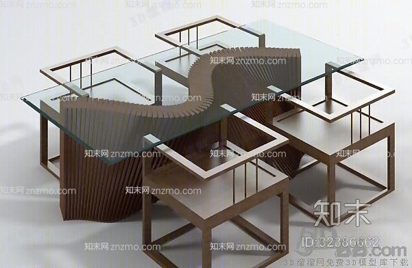 休闲桌椅组合13D模型下载【ID:32386662】