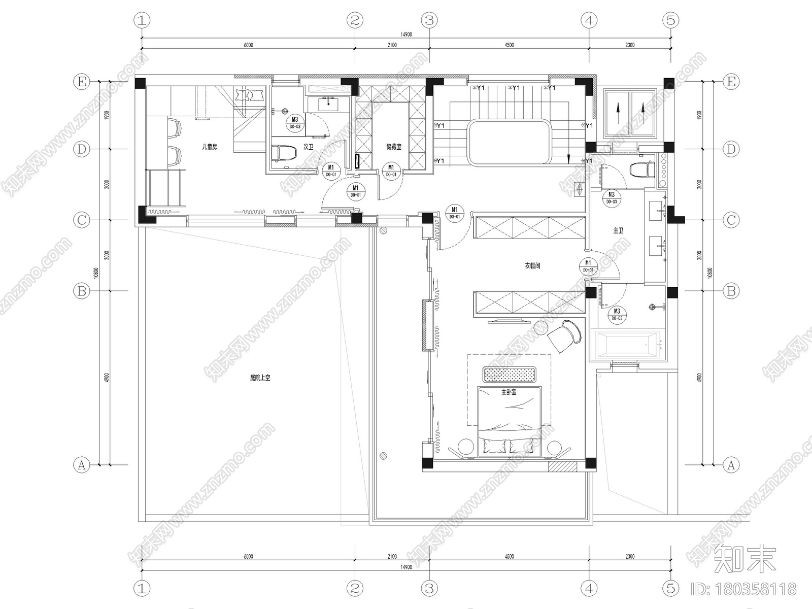 [杭州]良渚郡三层二居合院别墅样板房施工图cad施工图下载【ID:180358118】