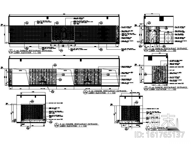 [澳门]五星级酒店中餐厅装修图（含效果）cad施工图下载【ID:161765137】