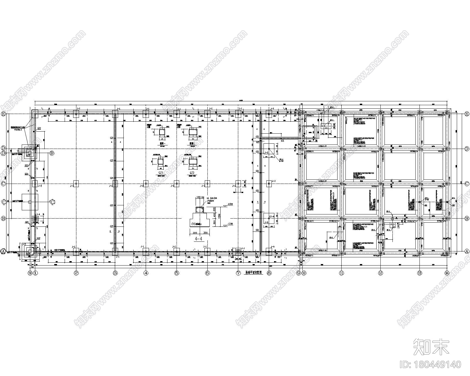 某门式刚架车间与六层办公楼混合结构施工图cad施工图下载【ID:180449140】