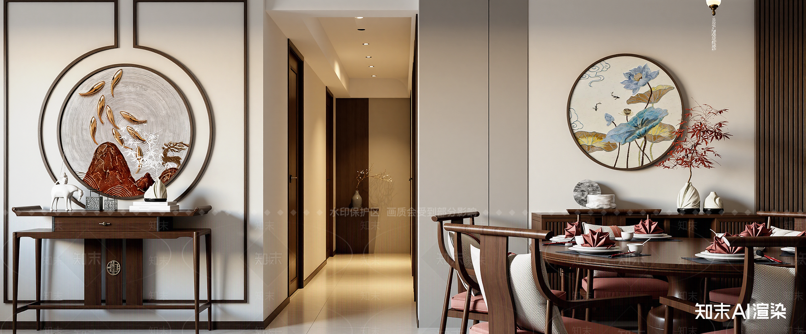 新中式中餐厅3D模型下载【ID:1213992140】