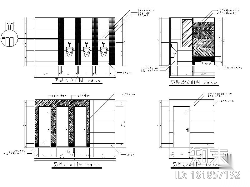 某酒店公共卫生间装修图cad施工图下载【ID:161857132】