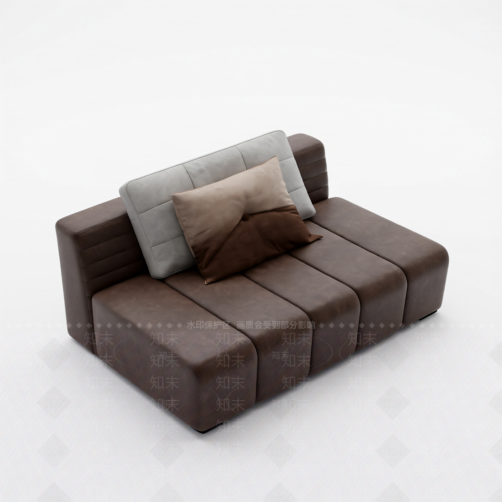 带靠垫皮质沙发3D模型下载【ID:1206202277】