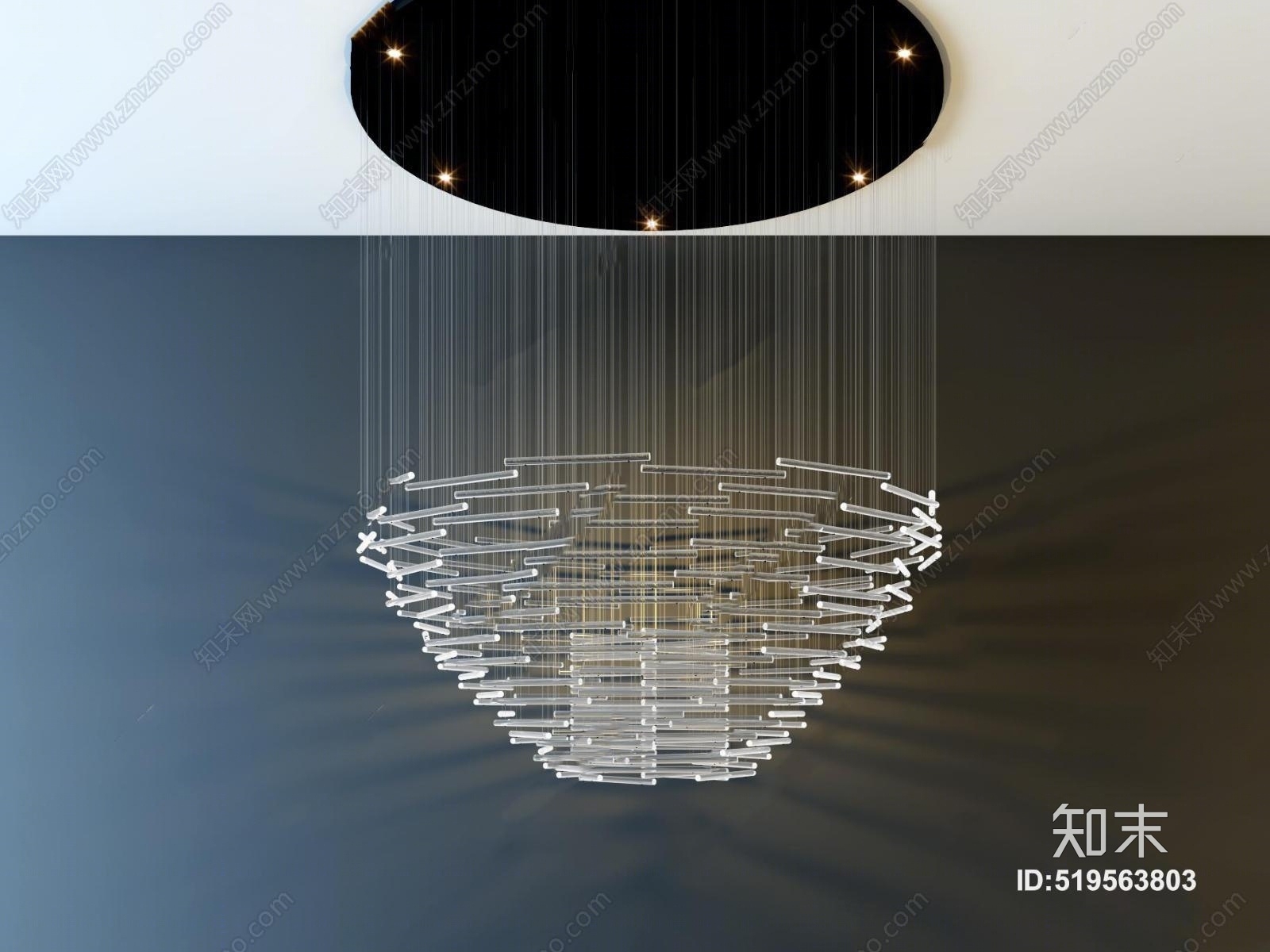 现代水晶吊灯3D模型下载【ID:519563803】