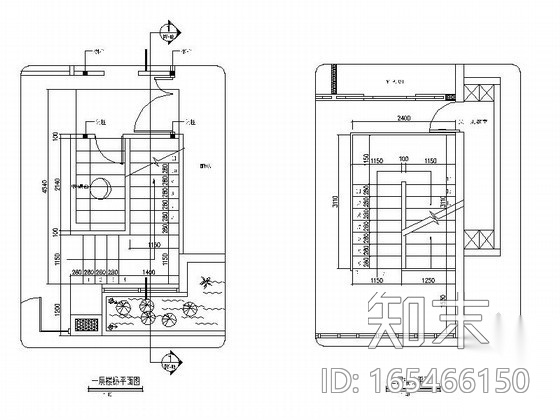 时尚餐厅楼梯详图cad施工图下载【ID:165466150】