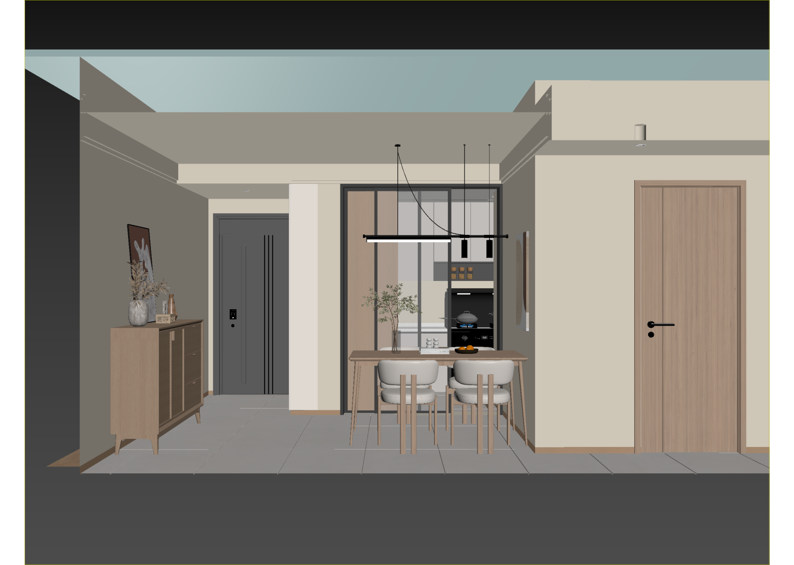 原木玄关3D模型下载【ID:1214752334】