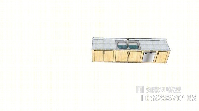 厨房洗涤槽、橱柜和内置式洗碗机SU模型下载【ID:523370163】