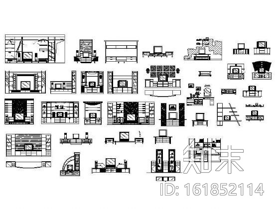 视听柜图块cad施工图下载【ID:161852114】