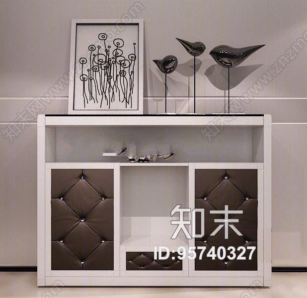 现代边柜摆件组合3D模型下载【ID:95740327】
