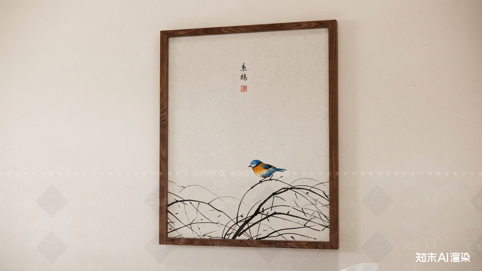 栖鸟主题设计挂画挂画SU模型下载【ID:1227427833】