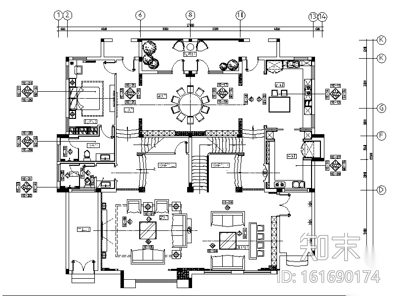 [长沙]高端私人豪宅设计CAD施工图（含效果图）cad施工图下载【ID:161690174】