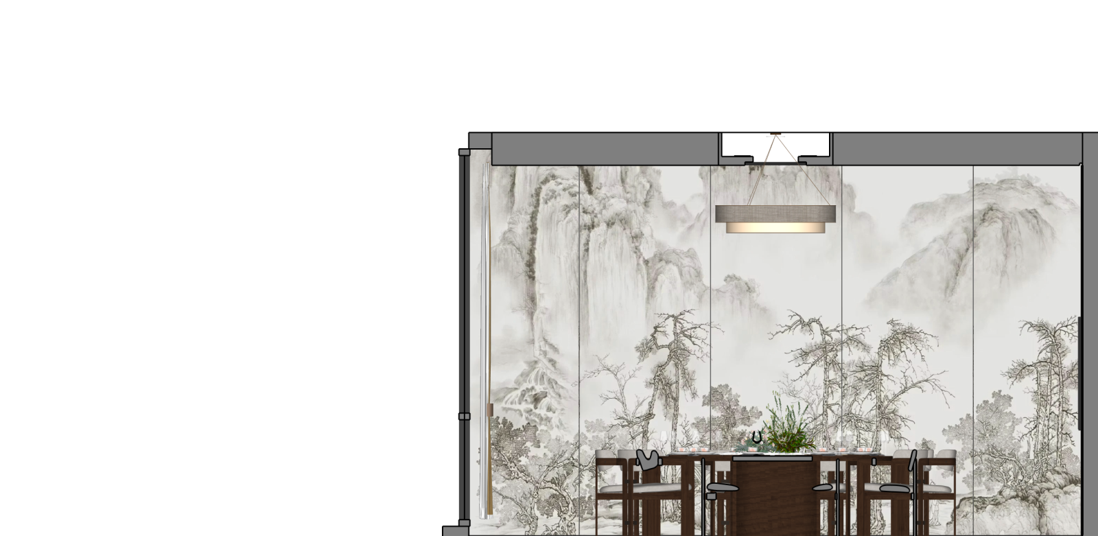 新中式包厢SU模型下载【ID:1216073614】