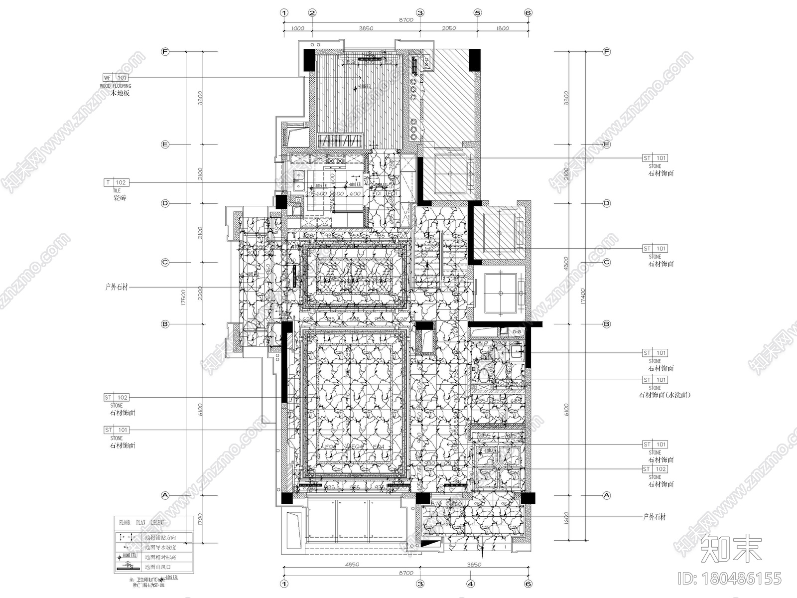 [上海]264㎡现代四居下叠样板间装修施工图cad施工图下载【ID:180486155】