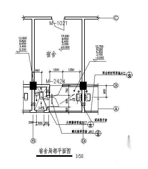 某五层框架结构民工宿舍楼建筑结构水电施工图cad施工图下载【ID:165154174】