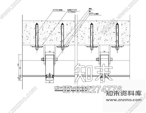 图块/节点隐框幕墙立梃上墙横剖面节点图Ⅱ施工图下载【ID:832274776】