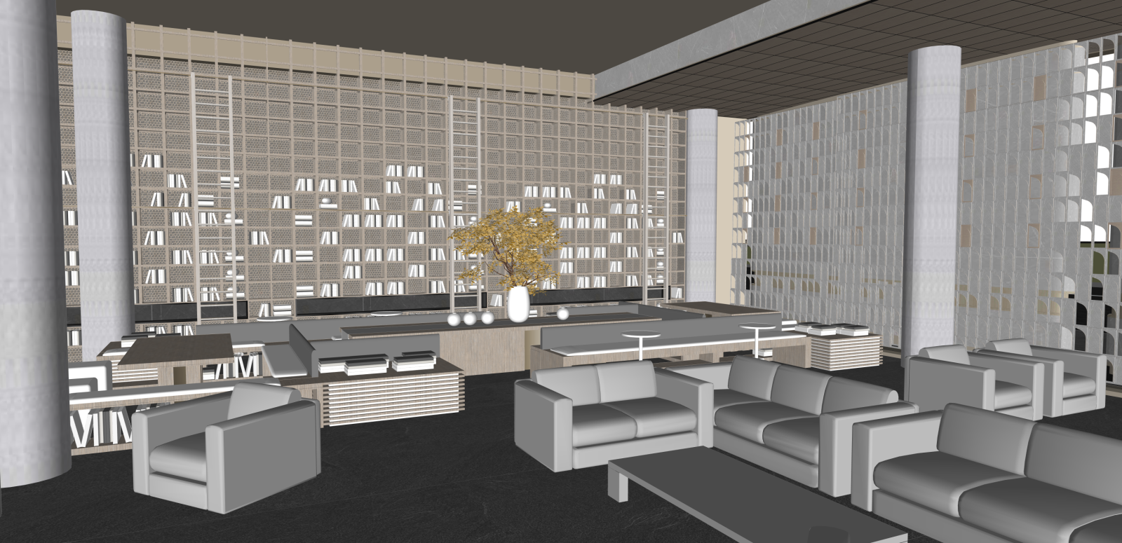 简约酒店大堂SU模型下载【ID:1216068646】