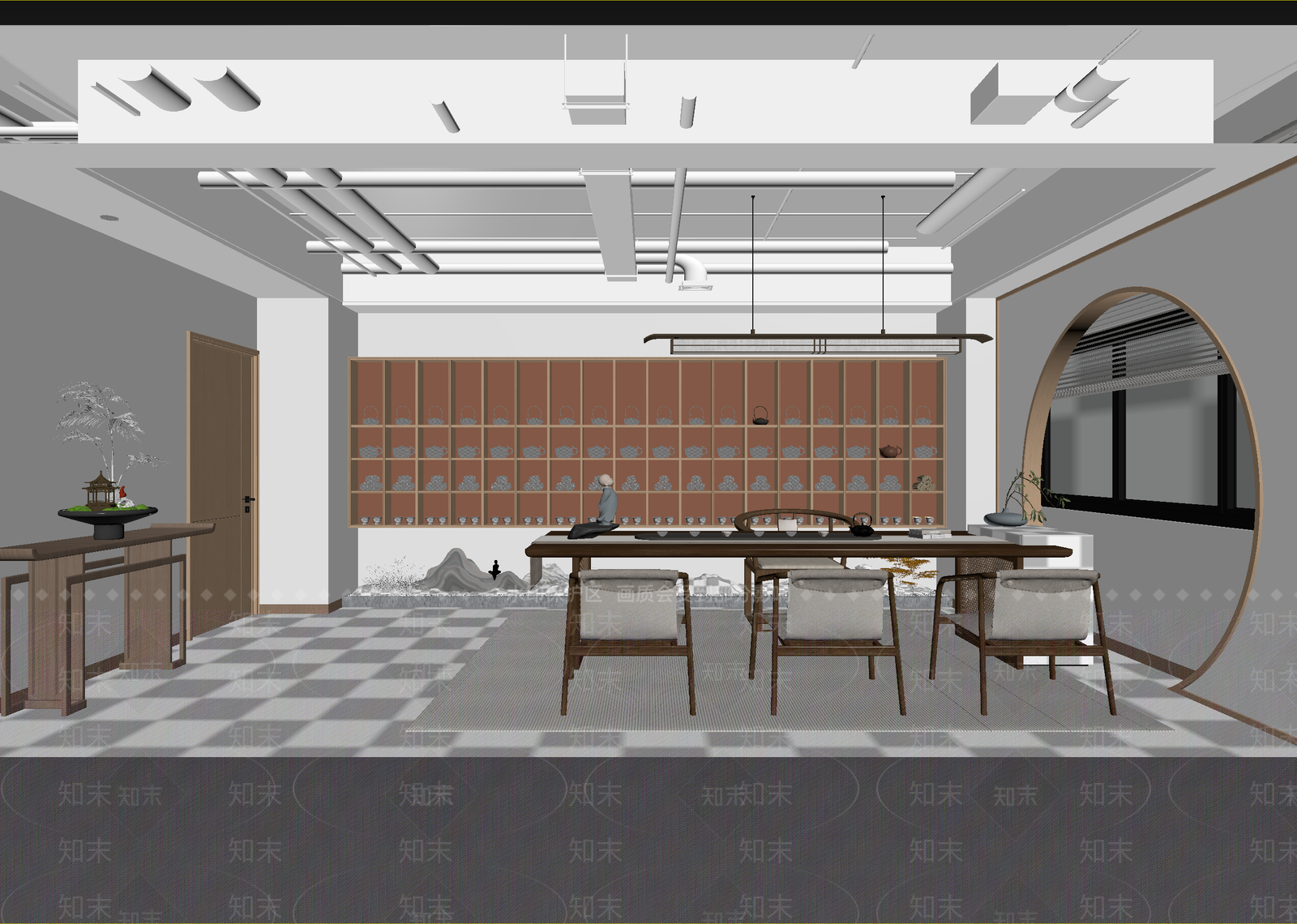新中式茶馆3D模型下载【ID:1215162627】