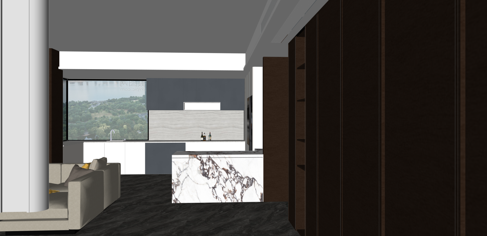 现代家居客厅SU模型下载【ID:1216048903】