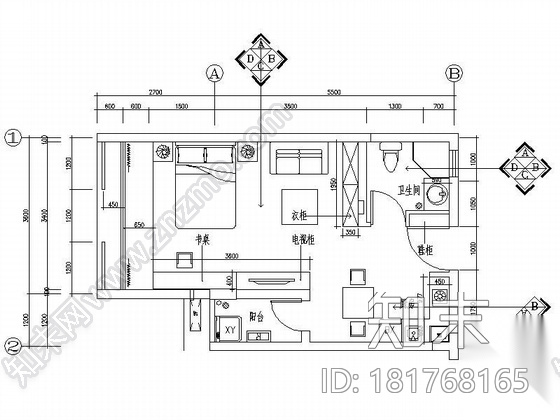 [深圳]某小户型两种方案设计图（含效果）cad施工图下载【ID:181768165】