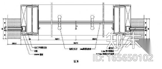 地弹门节点图cad施工图下载【ID:165650102】