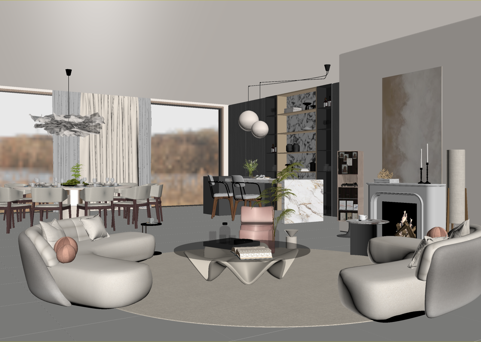 现代客餐厅3D模型下载【ID:1215068452】
