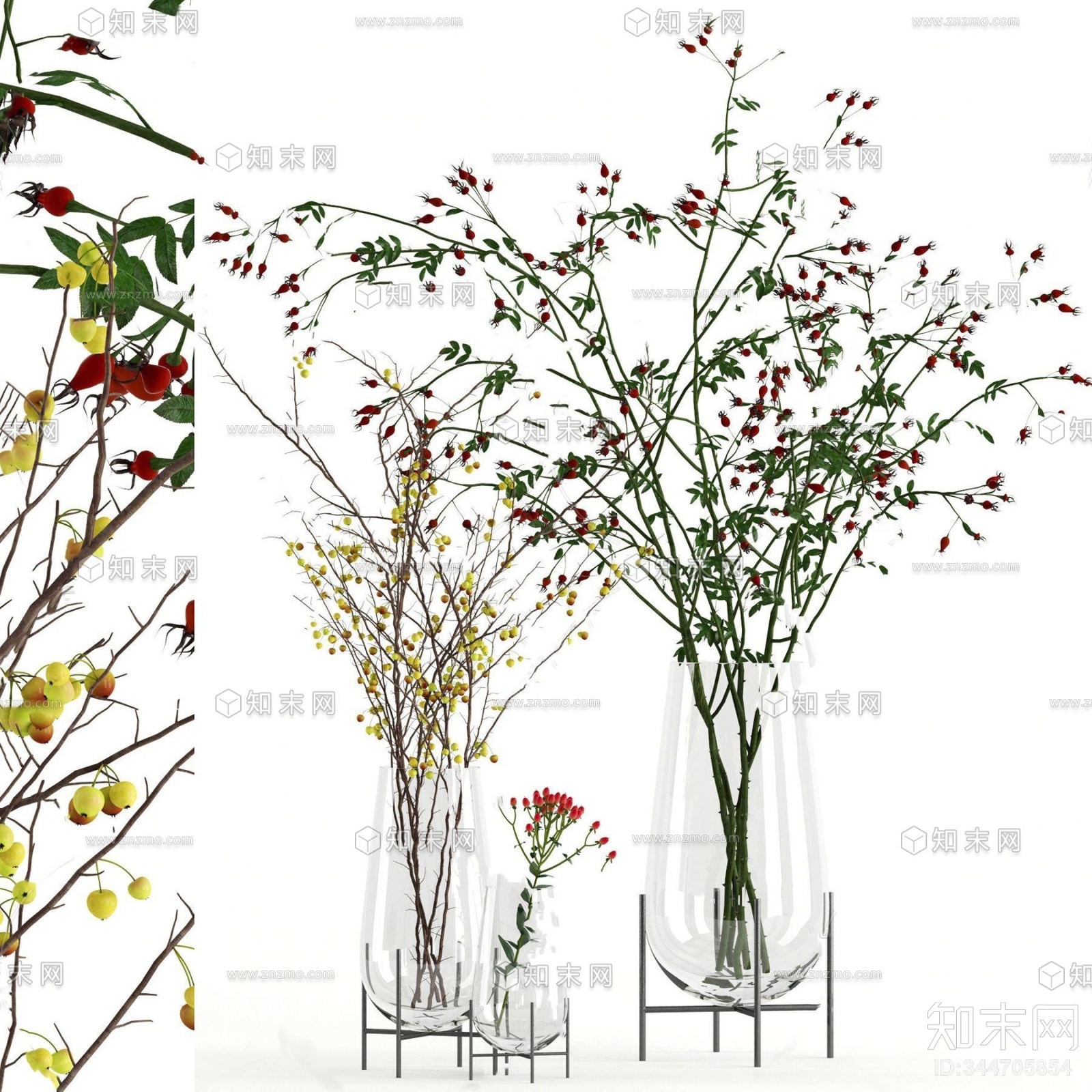 现代花瓶花卉组合3D模型下载【ID:344705854】