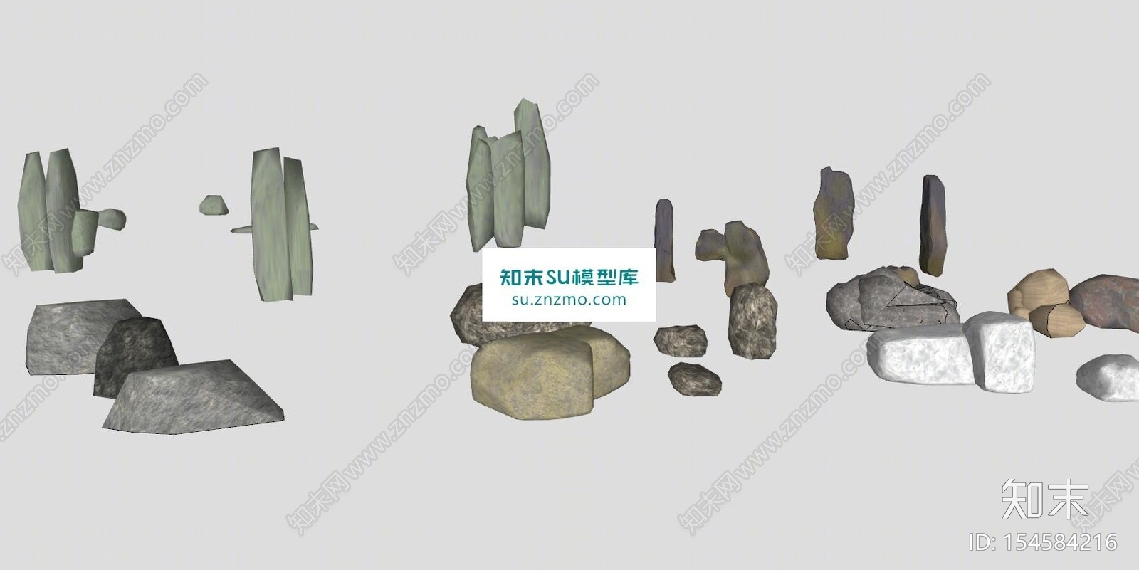 石景景石石头立体设计SU模型下载【ID:154584216】