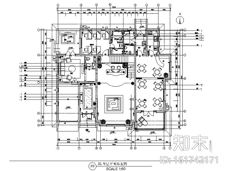 [天津]某高档别墅售楼处装修图cad施工图下载【ID:161742171】