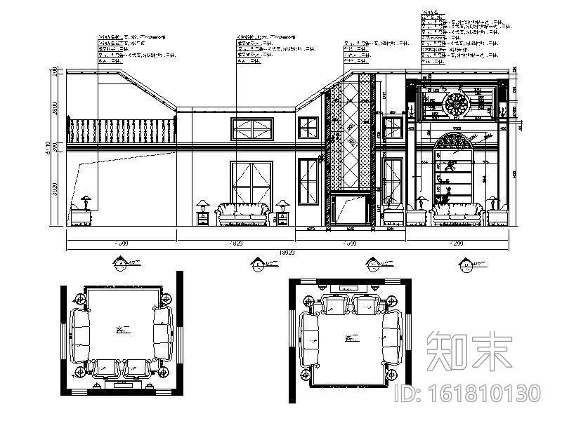 现代简约风格别墅设计施工图cad施工图下载【ID:161810130】