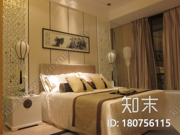 [广东]新中式样板房设计CAD施工图（含实景图和效果图）cad施工图下载【ID:180756115】