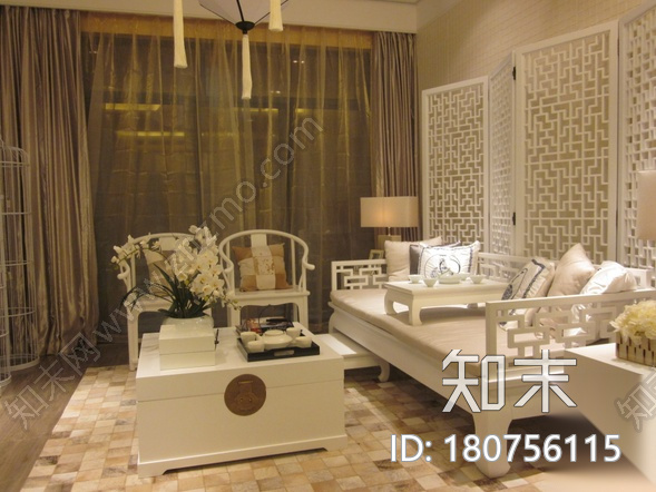 [广东]新中式样板房设计CAD施工图（含实景图和效果图）cad施工图下载【ID:180756115】