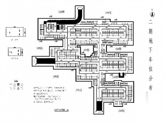 居住区地下车库建筑方案图（平面图）施工图下载【ID:165429166】