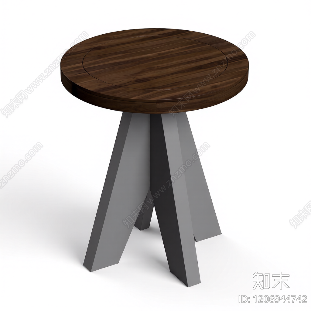 圆形木面凳3D模型下载【ID:1206944742】