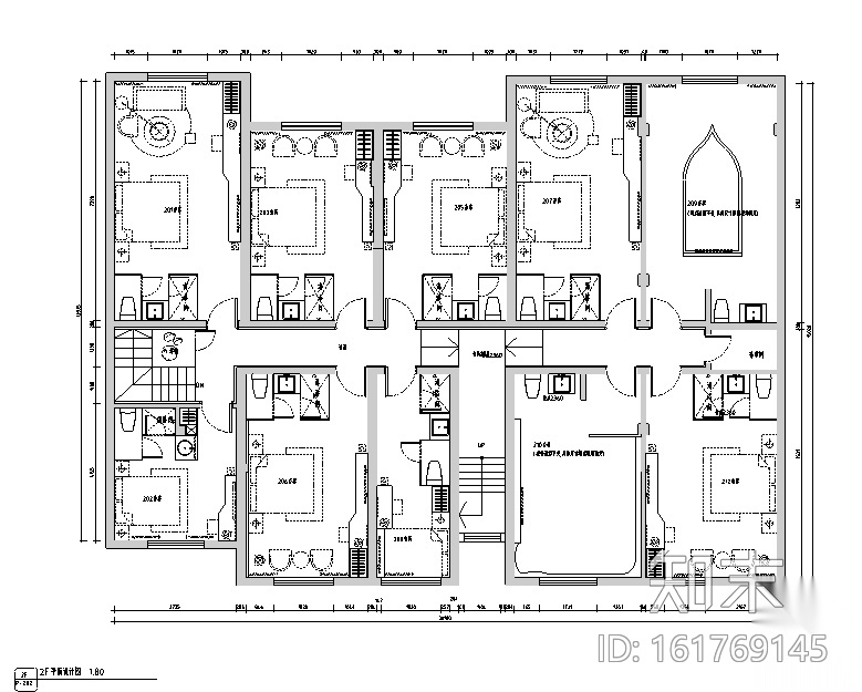 [江苏]670平米现代古典风格精品酒店设计施工图（附效果...施工图下载【ID:161769145】