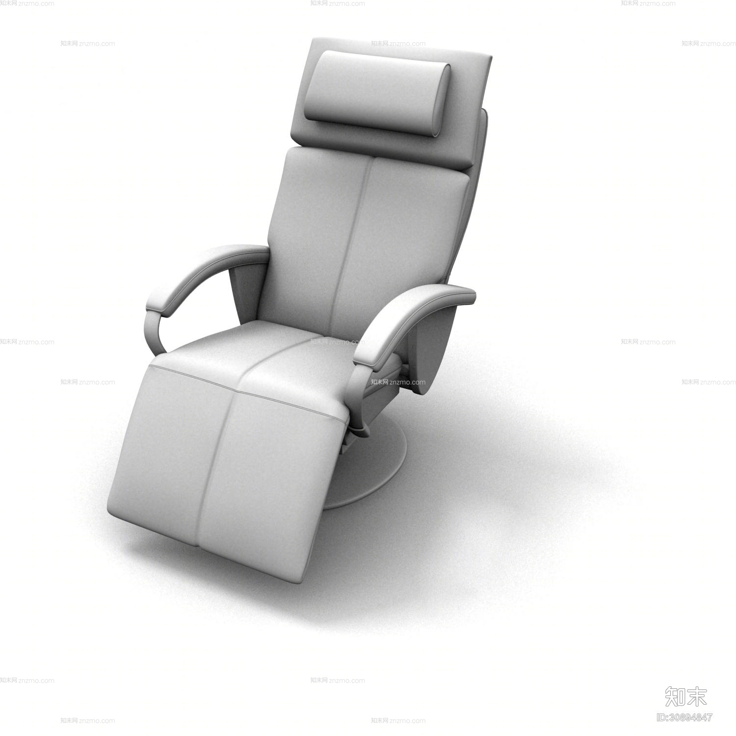 现代白模皮质扶手椅3D模型下载【ID:30894847】