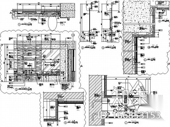 酒店时尚电视墙详图cad施工图下载【ID:166853153】