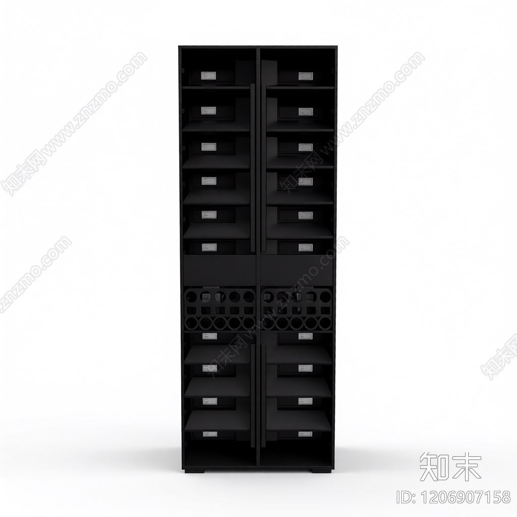 黑色酒柜组件3D模型下载【ID:1206907158】