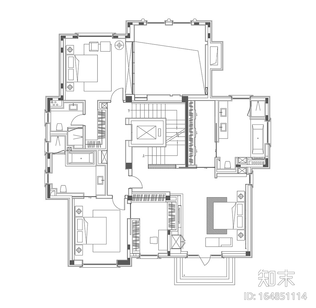 复式别墅室内设计案例效果图合集81套（1）施工图下载【ID:164851114】