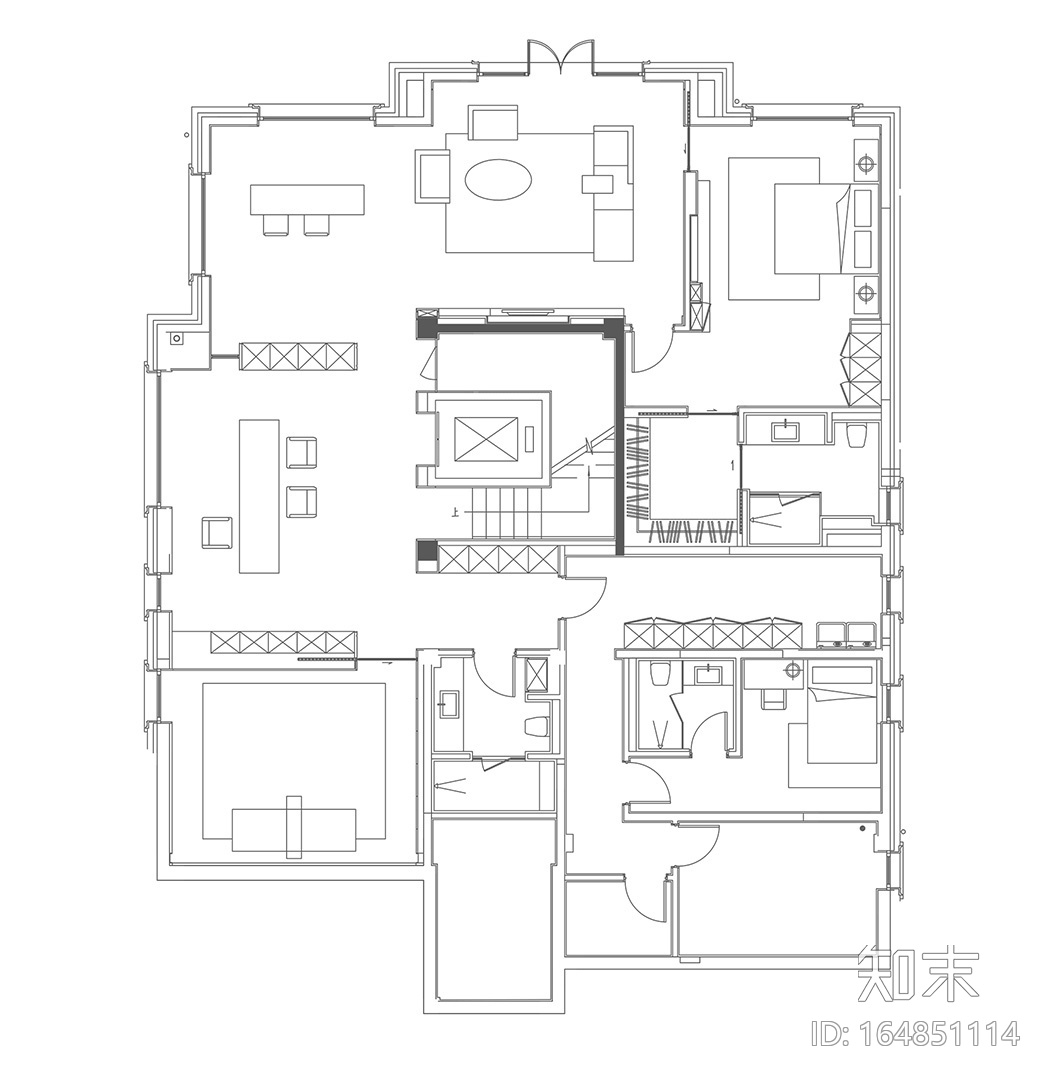 复式别墅室内设计案例效果图合集81套（1）施工图下载【ID:164851114】