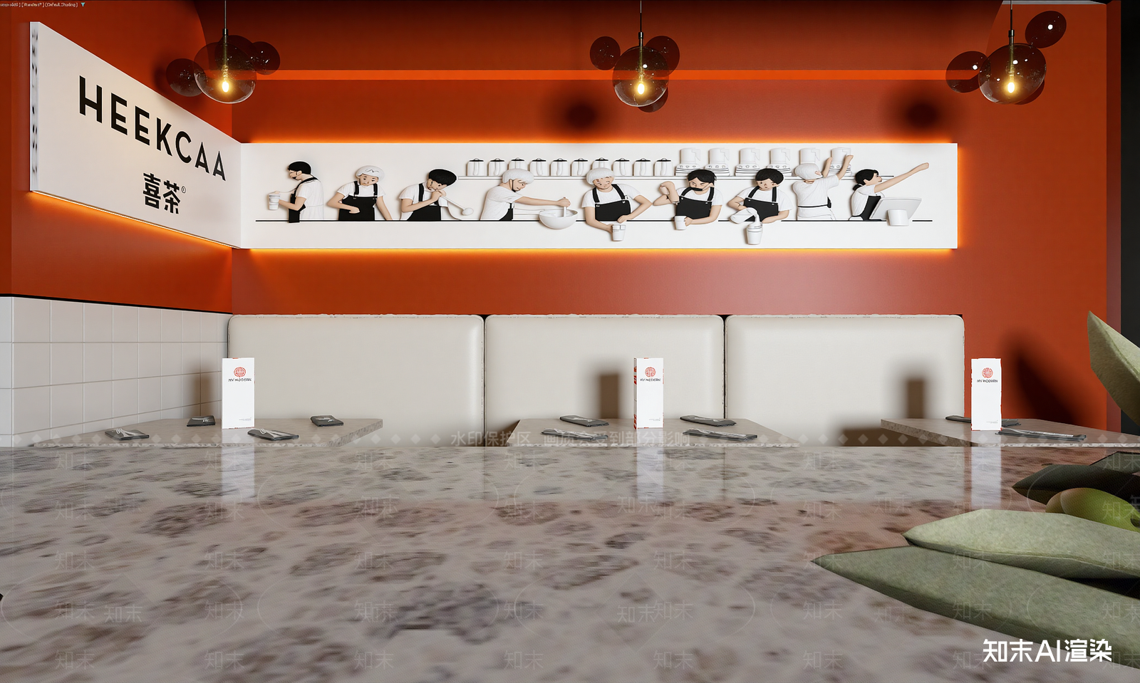 现代奶茶店3D模型渲染效果图