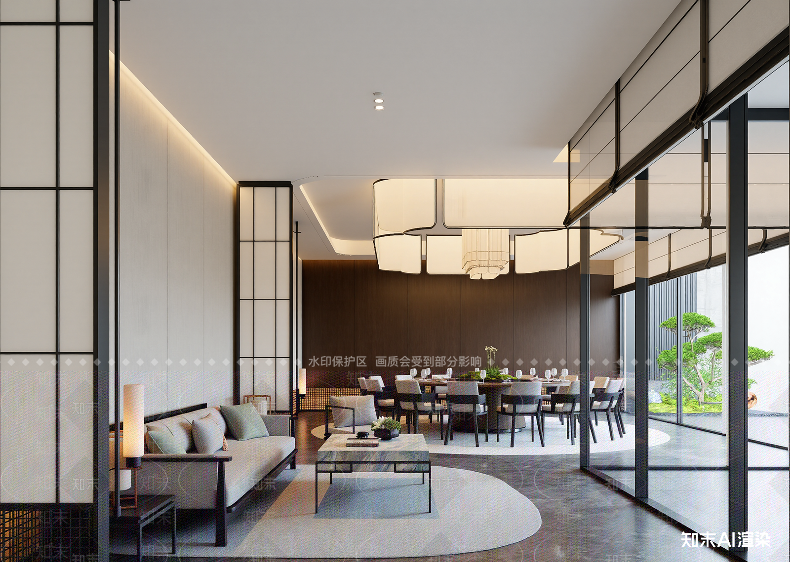 现代酒店餐厅3D模型下载【ID:1215113207】