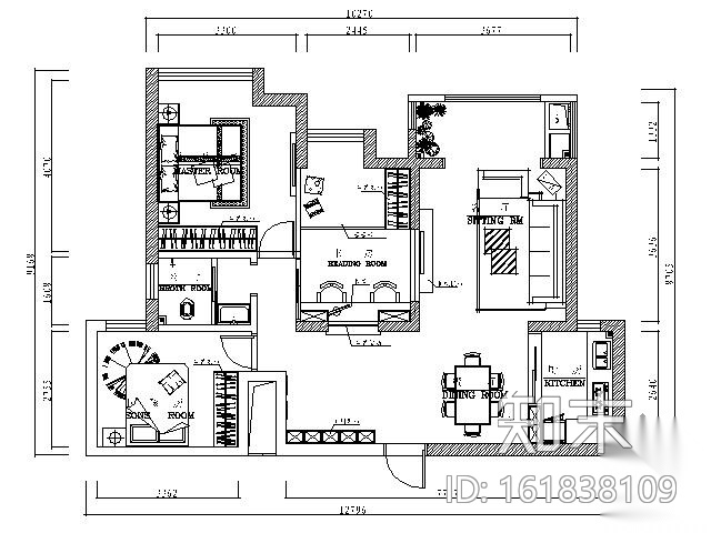 [湖南]80㎡三居小户型装修图（含效果）施工图下载【ID:161838109】