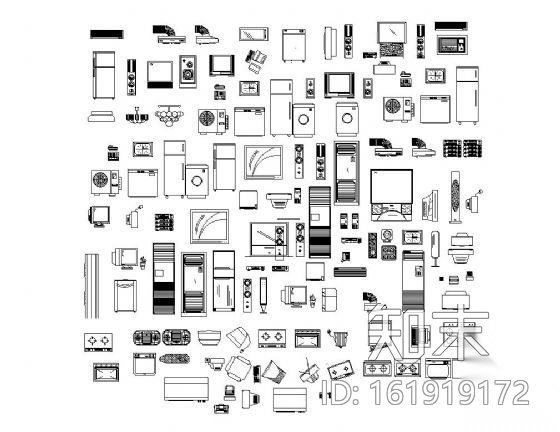 家用电器图块集cad施工图下载【ID:161919172】