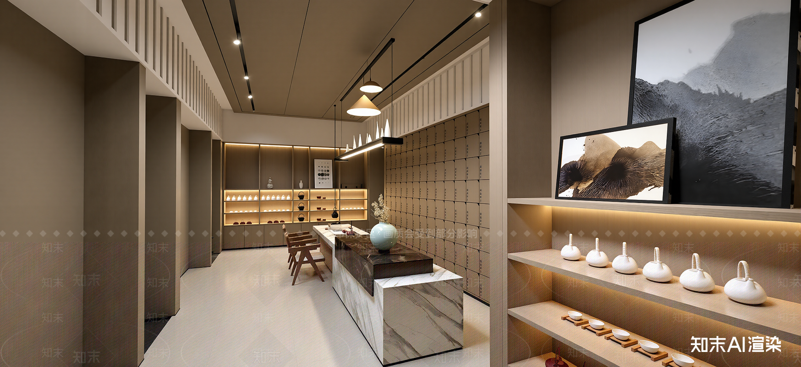 新中式茶叶店SU模型下载【ID:1222257215】