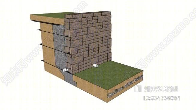 土石方挡土墙SU模型下载【ID:931739661】